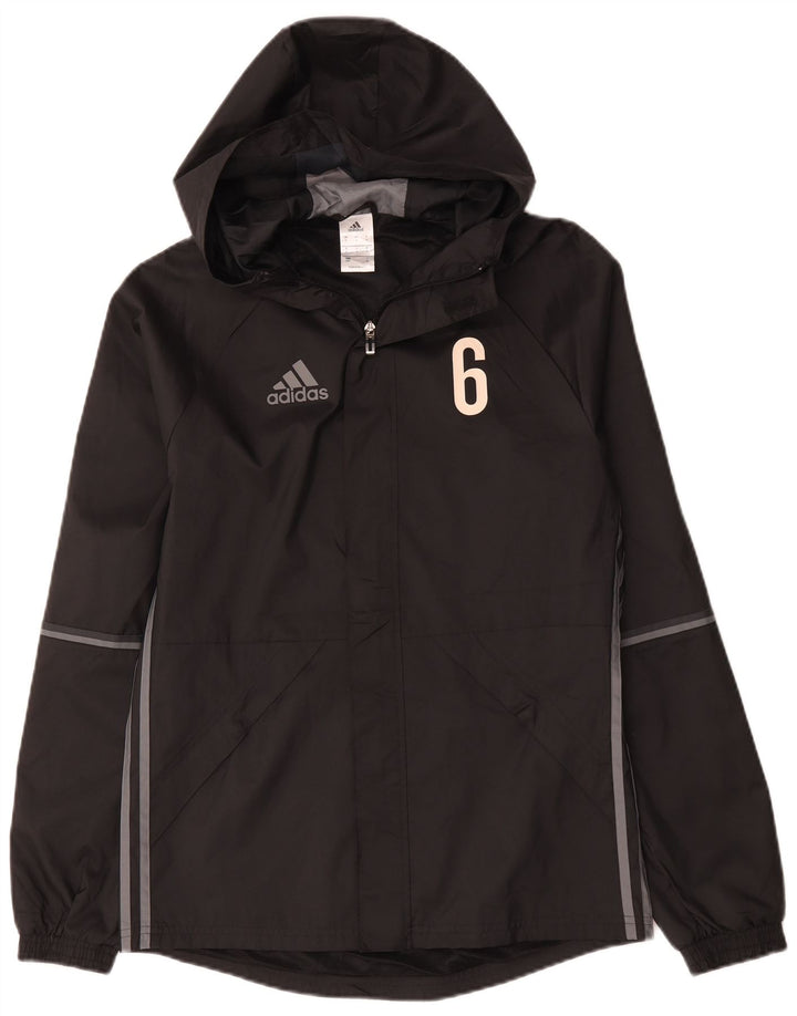 Adidas Giacca antipioggia con cappuccio grafico da uomo UK 36 Small Poliestere nero