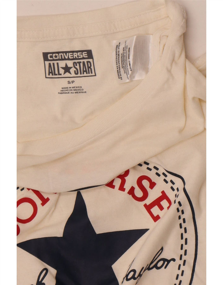 Converse Mens Graphic T-Shirt Top Small Off White Cotton