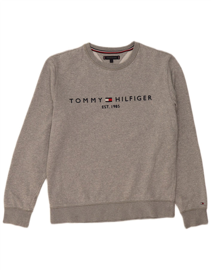 Tommy Hilfiger Mens Graphic Sweatshirt Jumper Large Grey Cotton