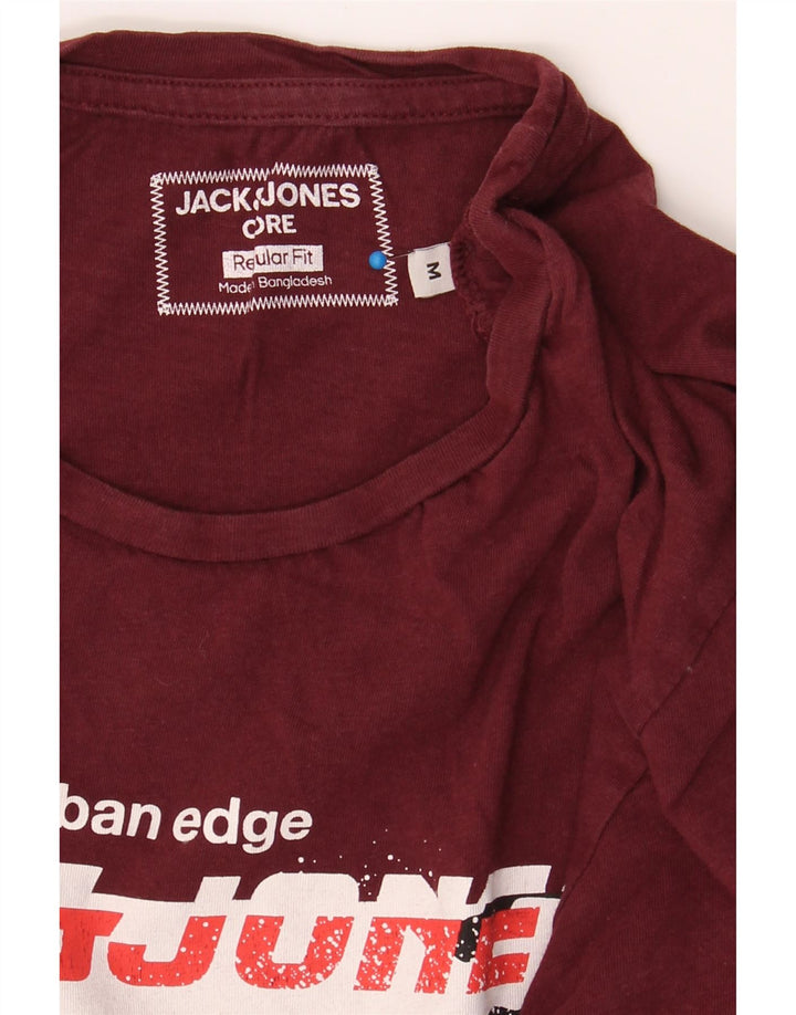 JACK & JONES Mens Graphic T-Shirt Top Medium Burgundy Vintage Jack & Jones and Second-Hand Jack & Jones from Messina Hembry 