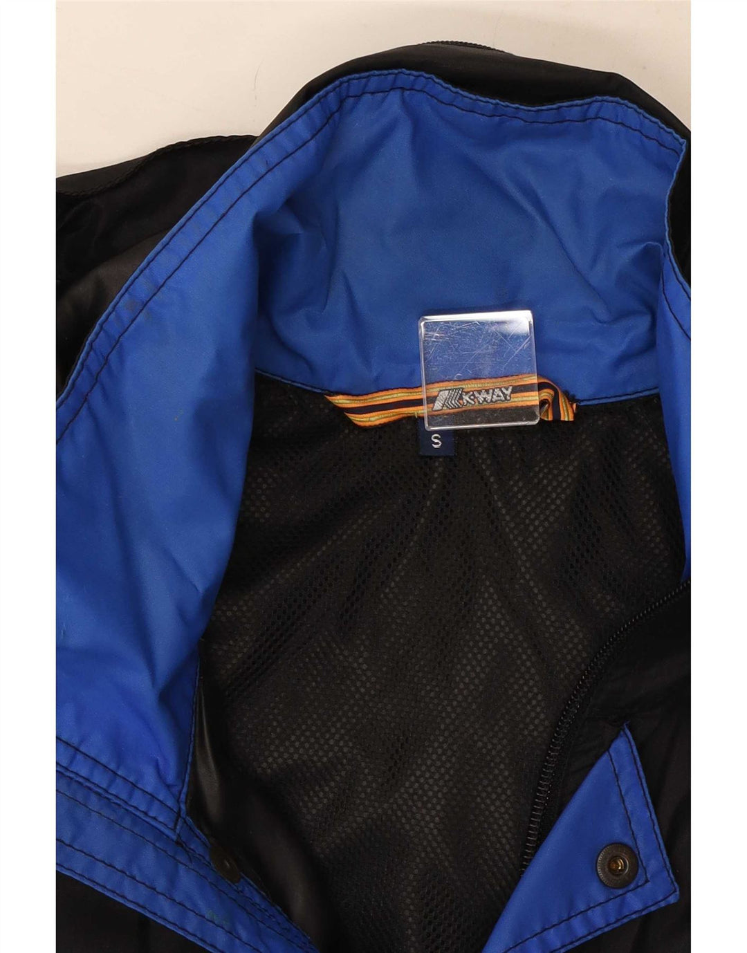 Giacca antipioggia da uomo con cappuccio K-Way UK 36 Small Nero Poliammide geometrica