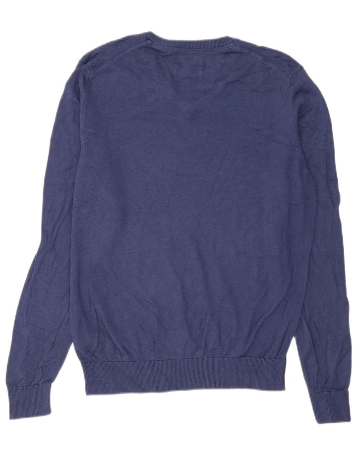 Marks & Spencer Mens V-Neck Jumper Sweater Medium Navy Blue Cotton