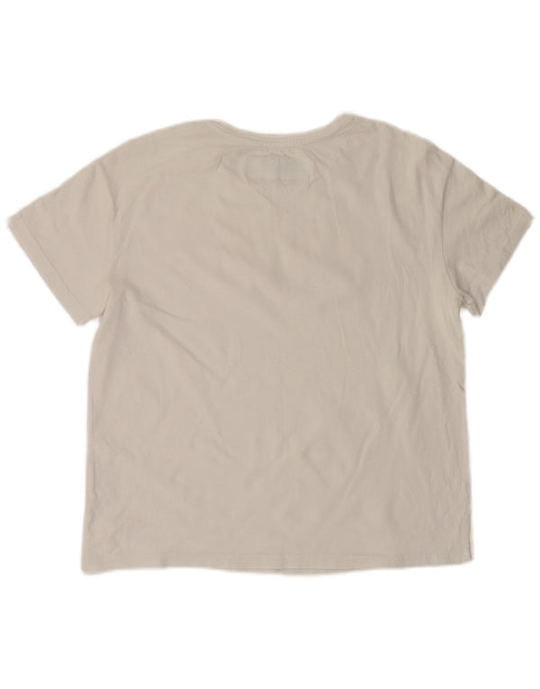 Benetton Womens Graphic T-Shirt Top UK 14 Mittelweiße Baumwolle