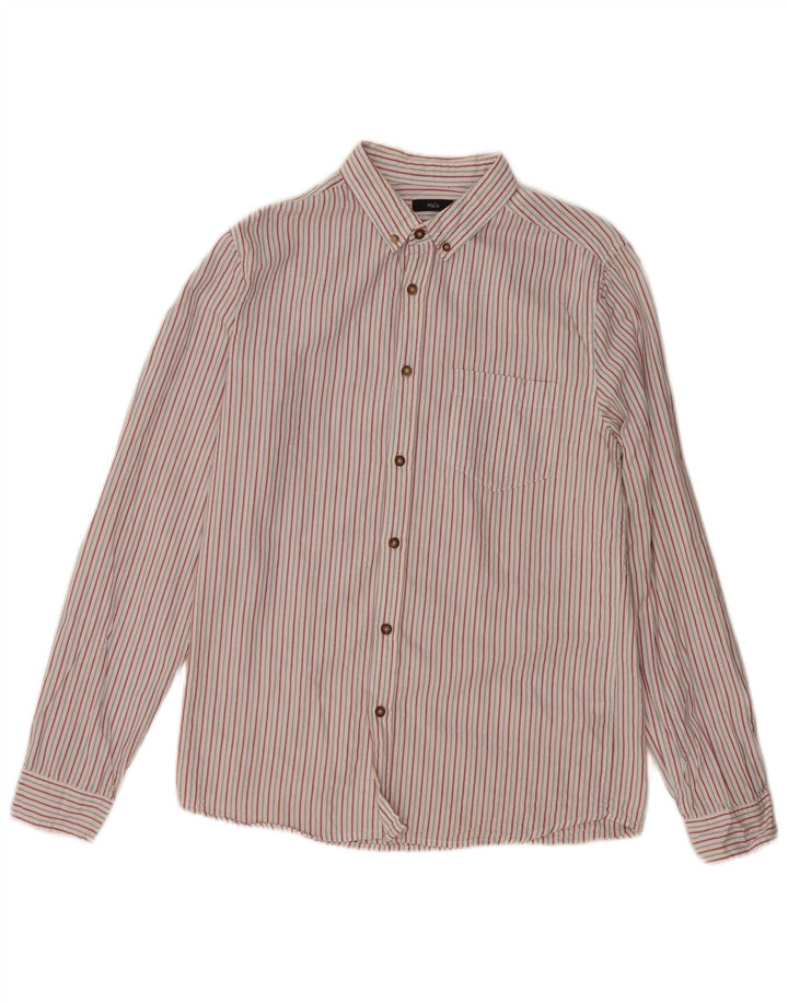 M&Co Mens Shirt Small White Striped Cotton