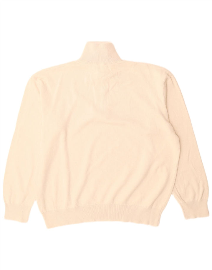Zara Mens Zip Neck Jumper Sweater Large Off White Cotton