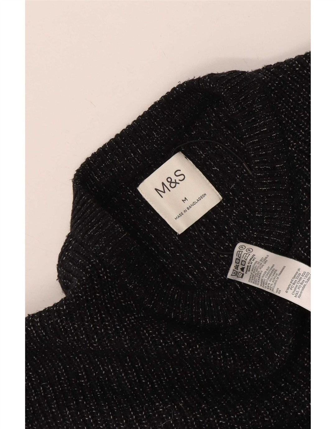 Marks & Spencer Mens Crew Neck Jumper Sweater Medium Black Flecked
