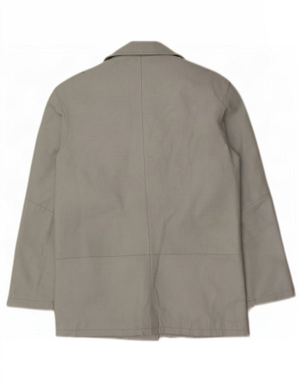 Sinequanone Womens Oversized Leather Utility Jacket UK 10 Small Grey