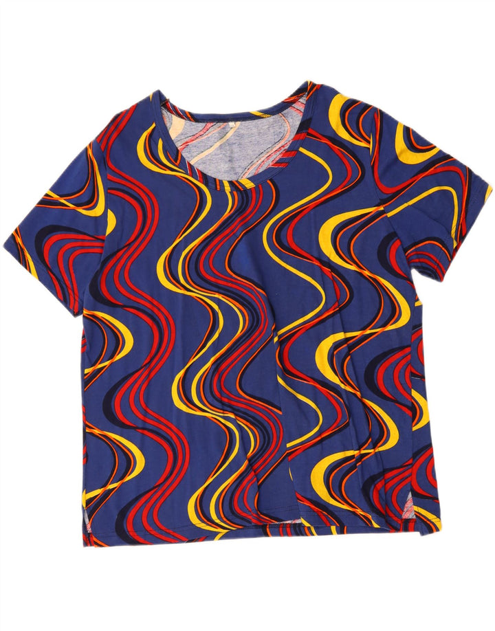 VINTAGE Womens Abstract Pattern T-Shirt Top IT 56 4XL Blue Vintage Vintage and Second-Hand Vintage from Messina Hembry 