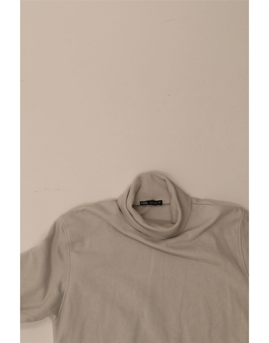 ZARA Womens Roll Neck Sweatshirt Jumper UK 14 Medium Grey Cotton Vintage Zara and Second-Hand Zara from Messina Hembry 