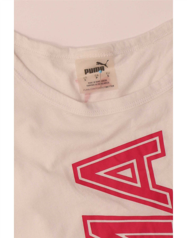 Puma Womens Oversized Graphic Vest Top UK 10 Small White Cotton