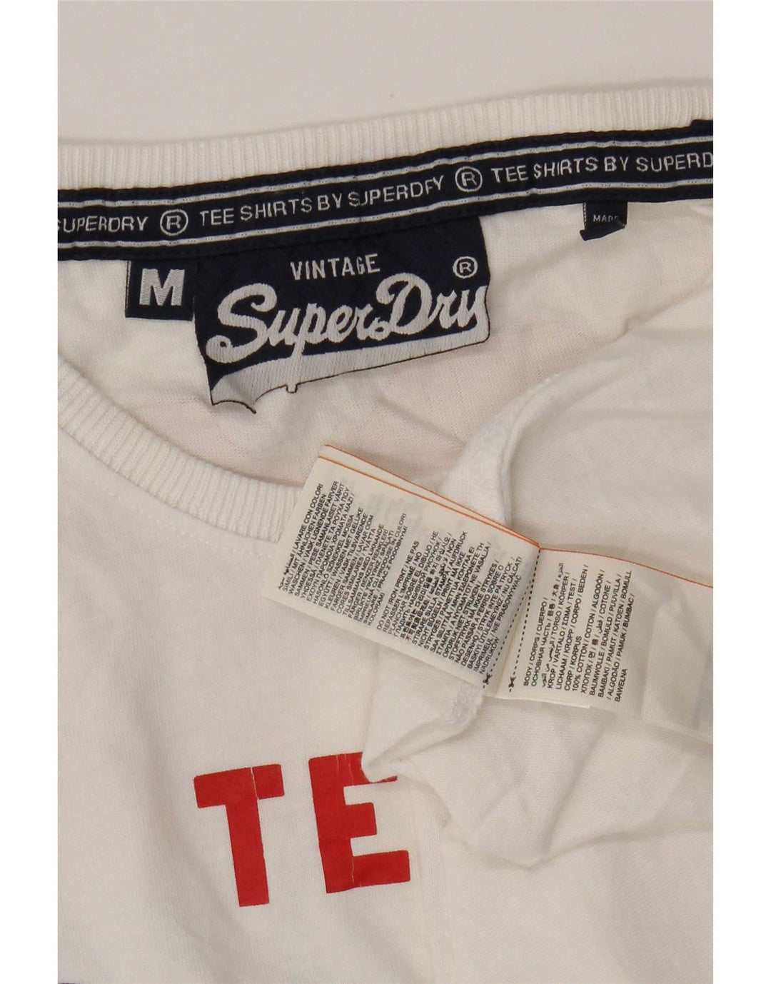 Superdry Mens Graphic T-Shirt Top Medium White Cotton