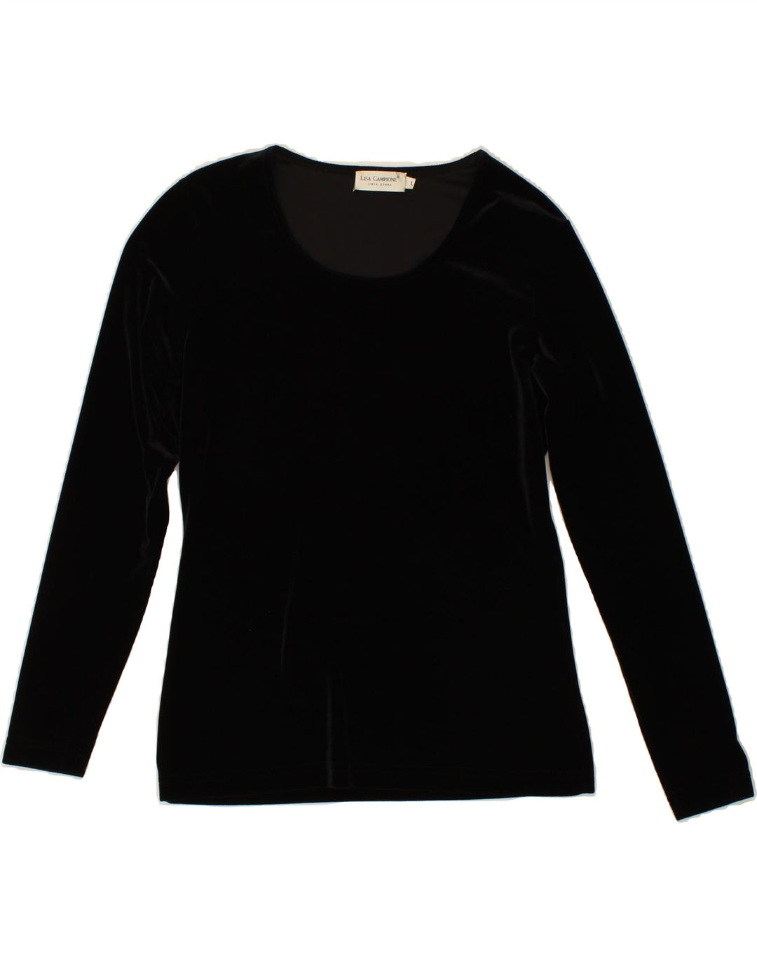 LINEA DONNA Womens Velour Top Long Sleeve UK 14 Large Black Polyester Vintage Linea Donna and Second-Hand Linea Donna from Messina Hembry 