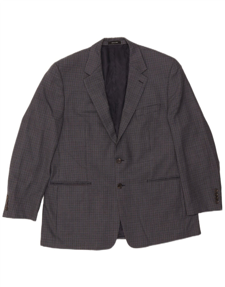 Chaps Veste Blazer 2 Boutons Homme UK 44 2XL Bleu Marine Pied-de-Poule Laine