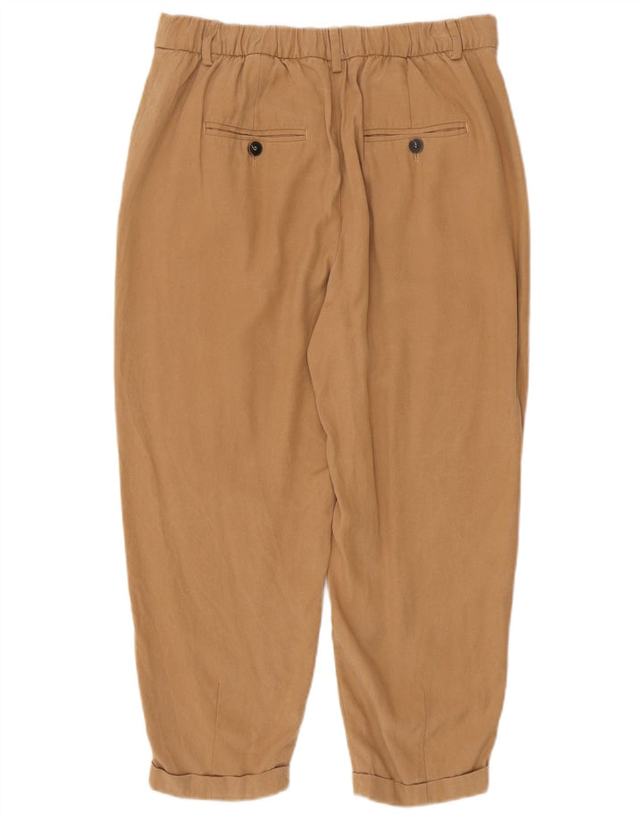 ZARA Womens Pegged Cropped Trousers Medium W28 L23 Brown Lyocell