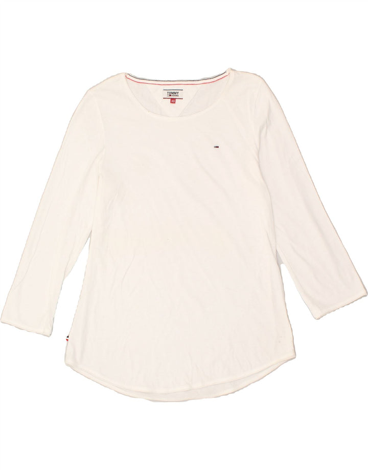TOMMY HILFIGER Womens Top 3/4 Sleeve UK 6 XS White | Vintage Tommy Hilfiger | Thrift | Second-Hand Tommy Hilfiger | Used Clothing | Messina Hembry 