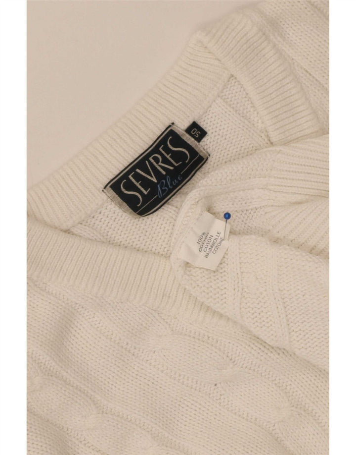 Sevres Herre V-hals sweater IT 50 Medium Hvid Bomuld