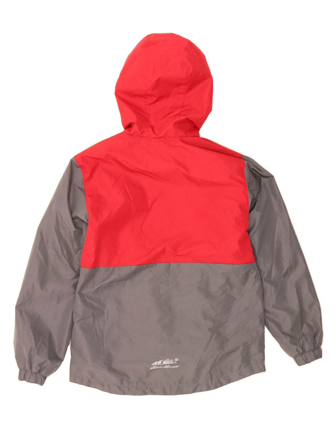 EDDIE BAUER Boys Hooded Rain Jacket 14-15 Years Large Red Colourblock Vintage Eddie Bauer and Second-Hand Eddie Bauer from Messina Hembry 