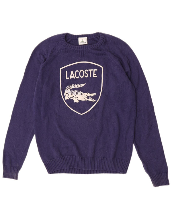 Lacoste Boys Grafisk Boat Neck Jumper Sweater 11-12 år Blå Bomuld