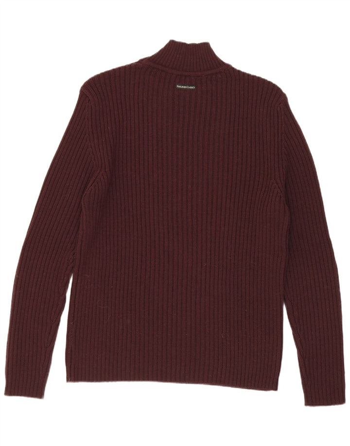 Marlboro Classics Mens Turtle Neck Jumper Sweater Medium Burgundy