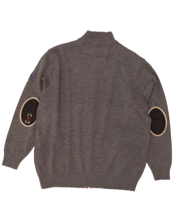 Vintage muški kardigan džemper 5XL od sive merino vune