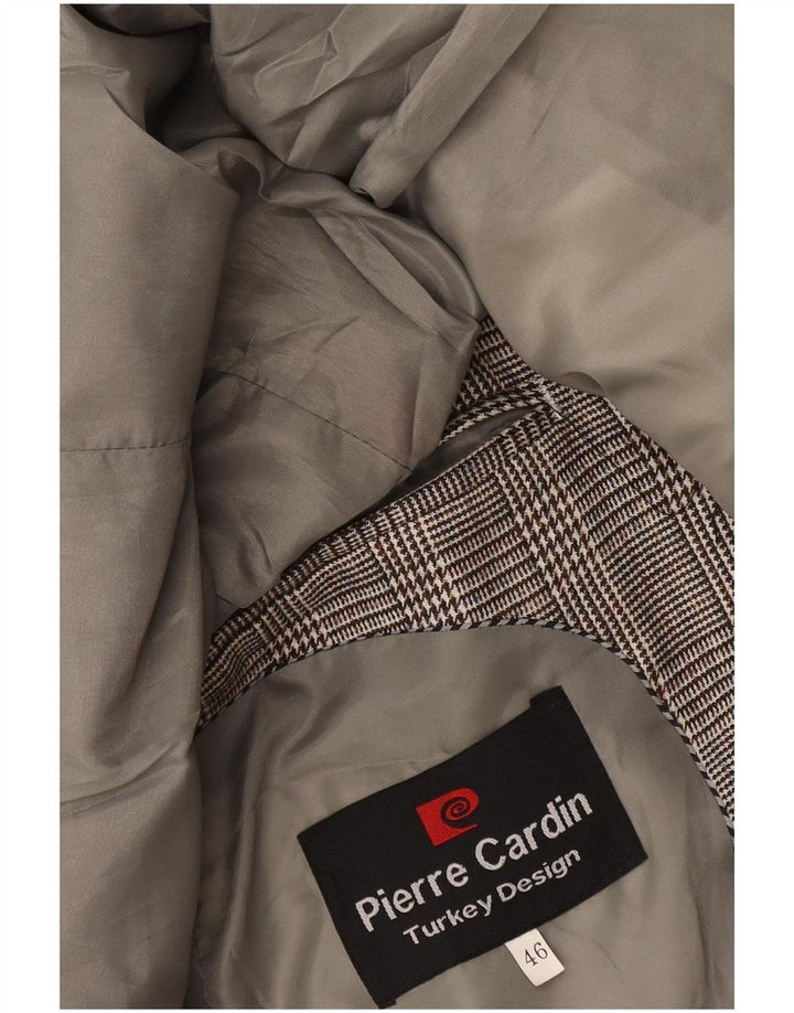 Jaqueta blazer masculina Pierre Cardin com 1 botão EU 46 pequena cinza houndstooth