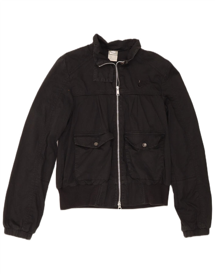 Nike Womens Bomber Jacket UK 10/12 Medium Black Cotton