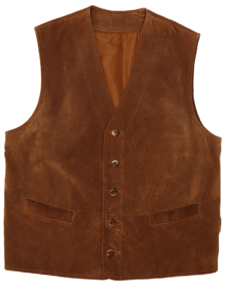 Front Line Herre ruskindsvest UK 40 medium brunt læder