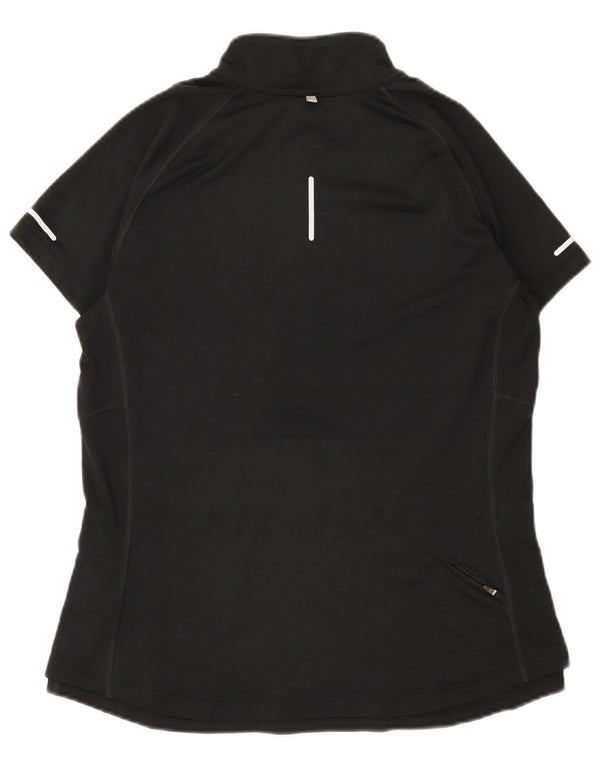 T-shirt da donna Nike Dri Fit con collo e zip, taglia UK 14, grande, poliestere nero