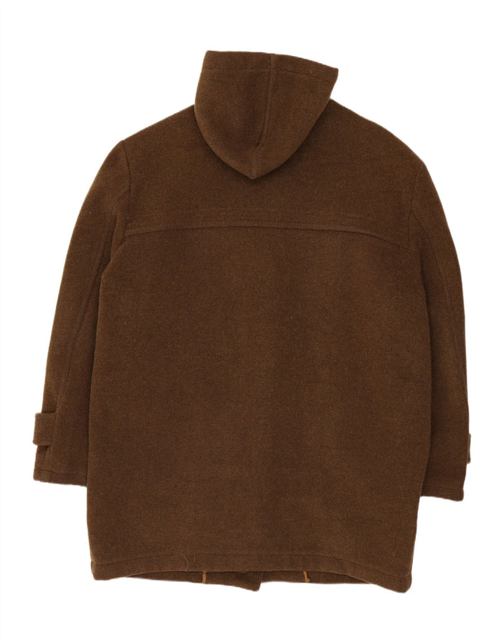 Zip Womens Hooded Duffle Coat UK 20 2XL Khaki Wool