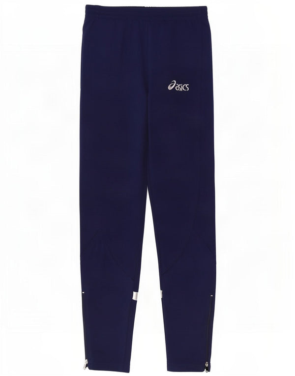 Asics Boys Tracksuit Trousers 12-13 Years Medium Navy Blue Colourblock