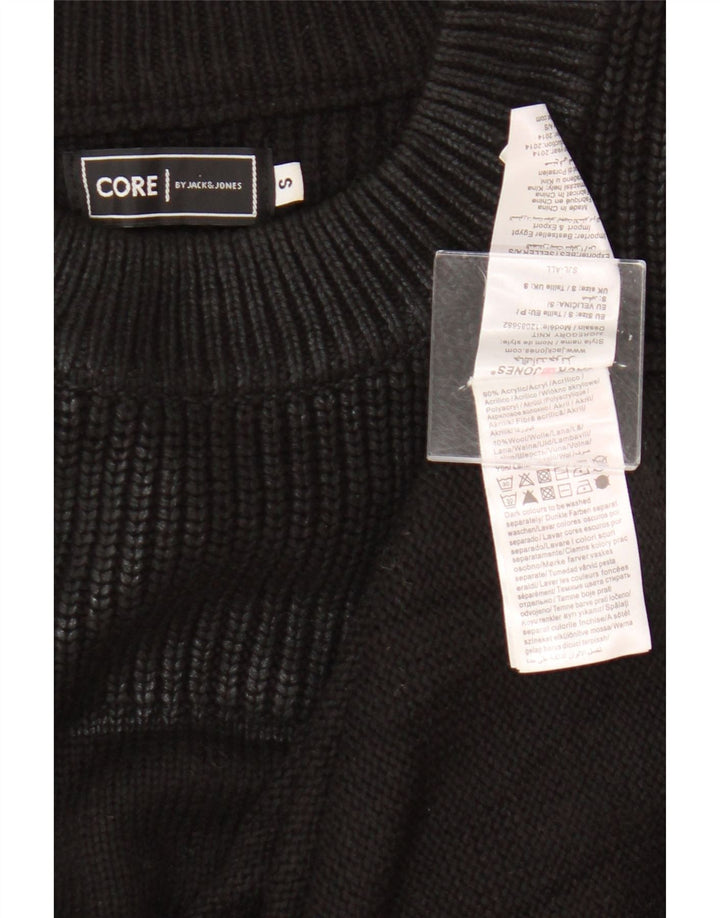Jack & Jones Mens Crew Neck Jumper Sweater Small Black Acrylic