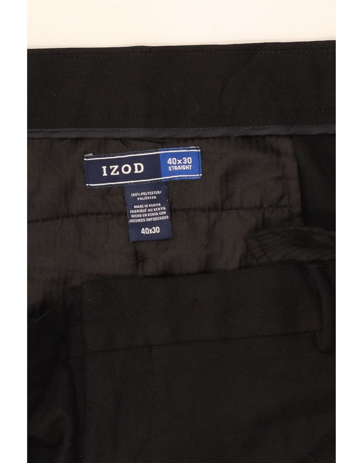 IZOD Mens Straight Chino Trousers W40 L30 Black Polyester Vintage Izod and Second-Hand Izod from Messina Hembry 