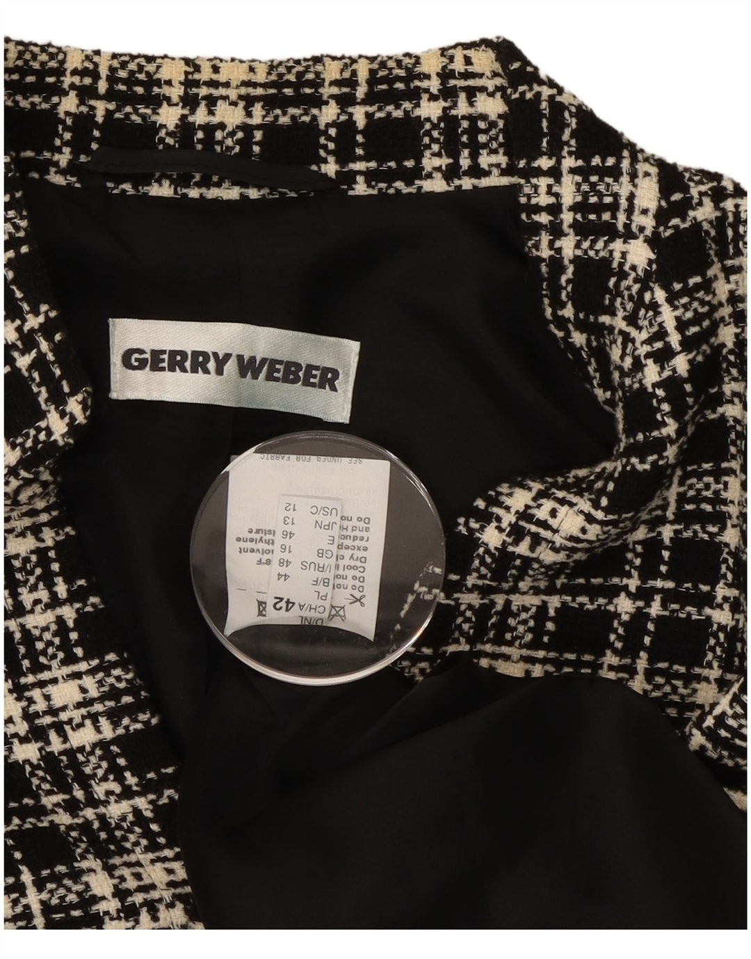 Gerry Weber Womens Blazer Jacket UK 16 Large Black Check Polyester