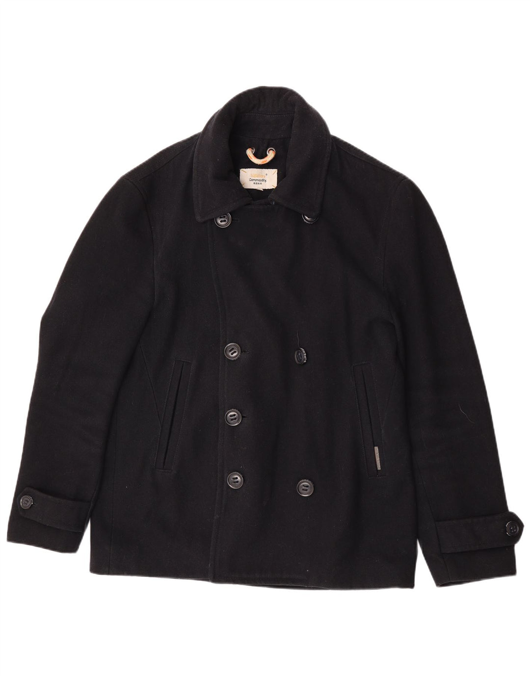 Superdry Damen Commodity Pea Coat UK 20 2XL Marineblaue Wolle