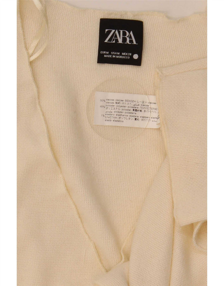 Zara Womens Cardigan Top UK 14 Medium Off White Viscose