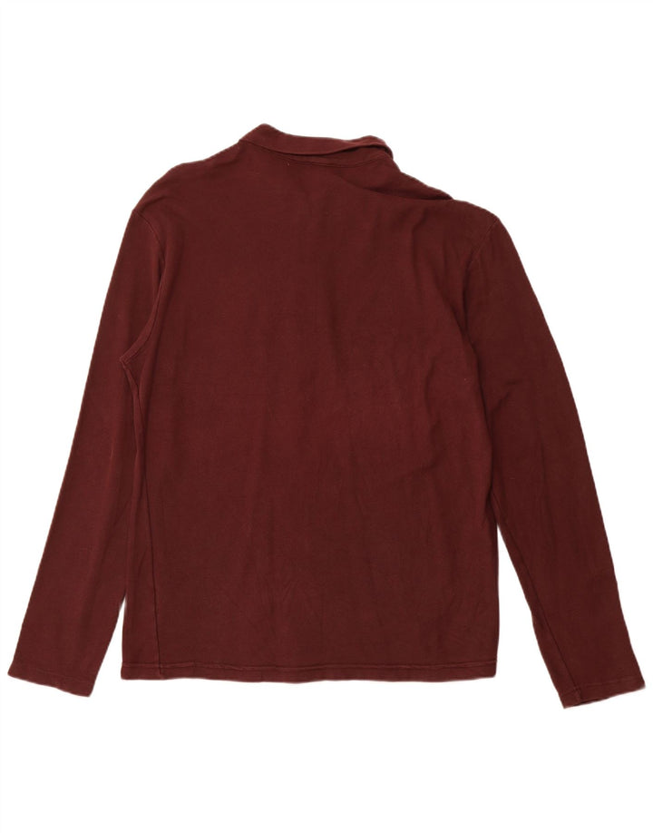 Fila Mens Long Sleeve Polo Shirt Medium Burgundy