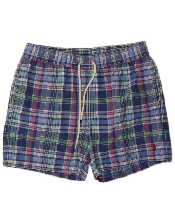 Polo Ralph Lauren Mens Swimming Shorts Medium Blue Check Cotton