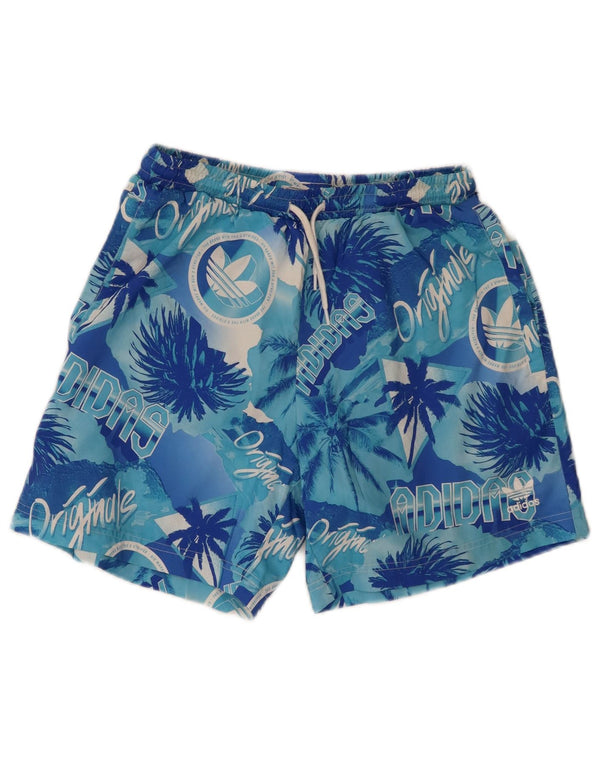 Adidas Mens Graphic Swimming Shorts Small Blue Polyester Hawaiian