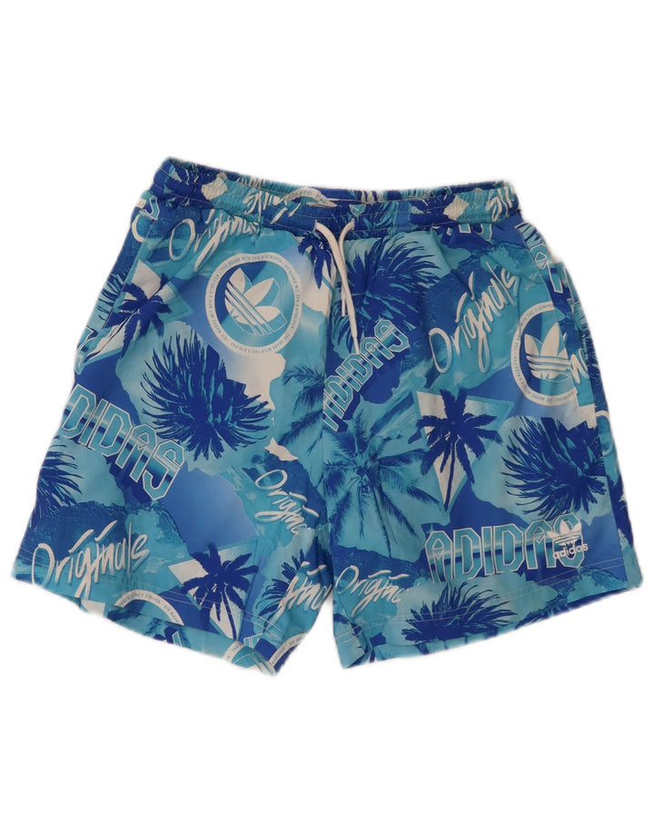Adidas Mens Graphic Swimming Shorts Small Blue Polyester Hawaiian