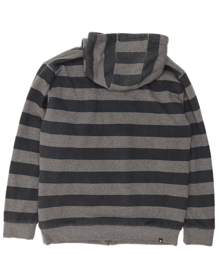 DC Mens Zip Hoodie Sweater Large Grey Striped Cotton