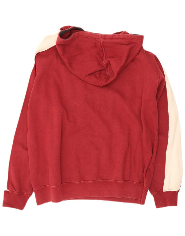 Kappa Mens Graphic Zip Neck Hoodie Jumper Large Red Colourblock Cotton