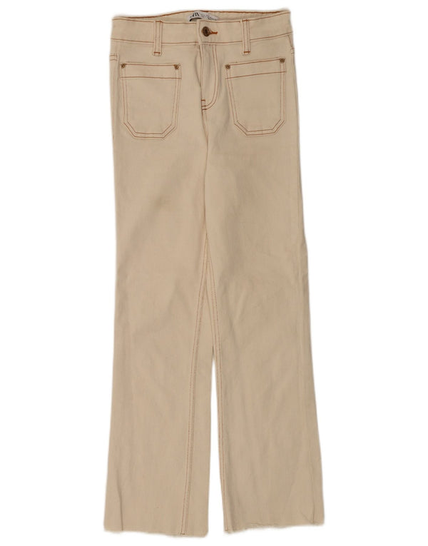 Женские прямые джинсы Zara EU 32 2XS W24 L26, бежевый хлопок
