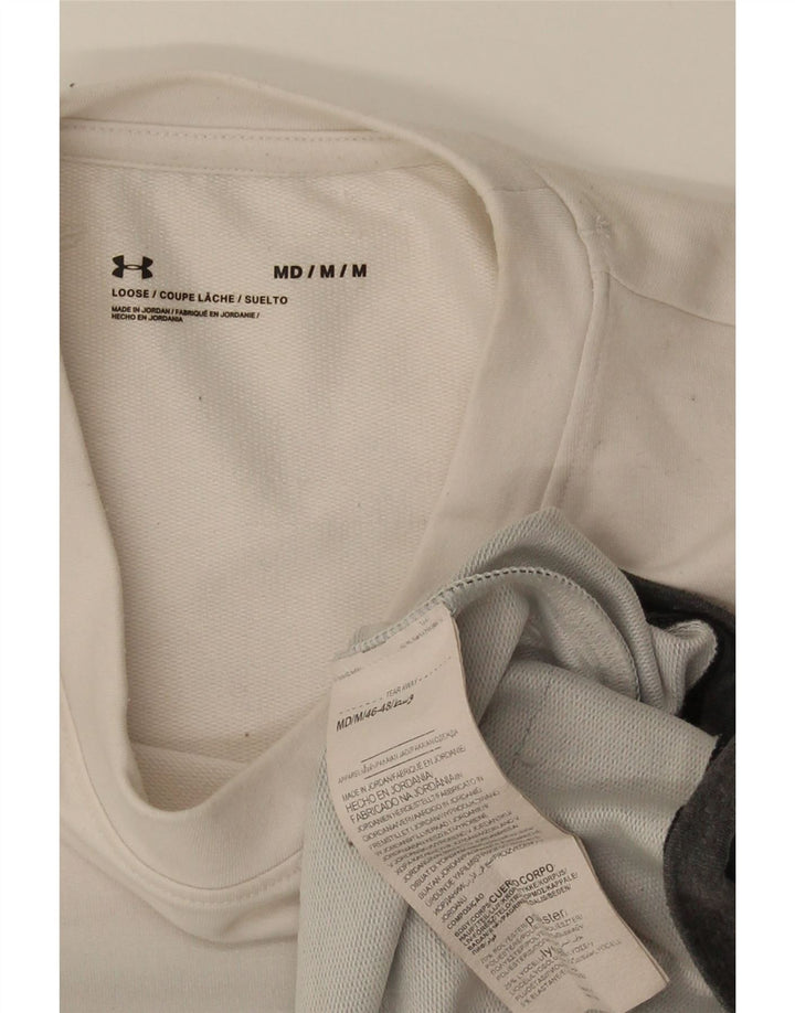 Top pentru bărbați Under Armour cu mânecă lungă, alb, mediu, poliester