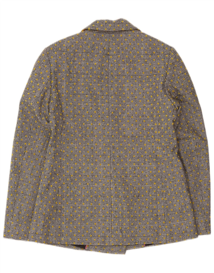 Boden Dame Double Breasted Blazer Jacket UK 10 Small Grey Spotted Wool