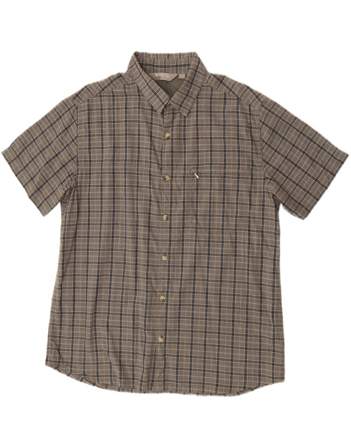 Mountain Warehouse Mens Short Sleeve Shirt XL Grey Check Cotton