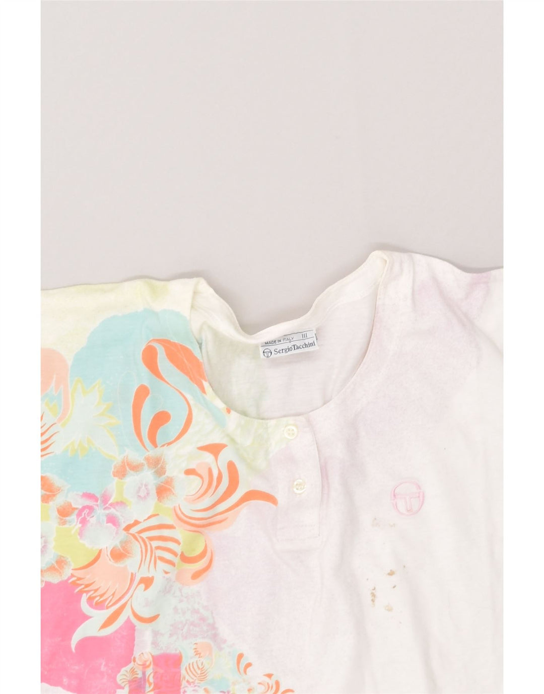 SERGIO TACCHINI Womens Blouse Top US 10 Large White Floral Cotton | Vintage Sergio Tacchini | Thrift | Second-Hand Sergio Tacchini | Used Clothing | Messina Hembry 