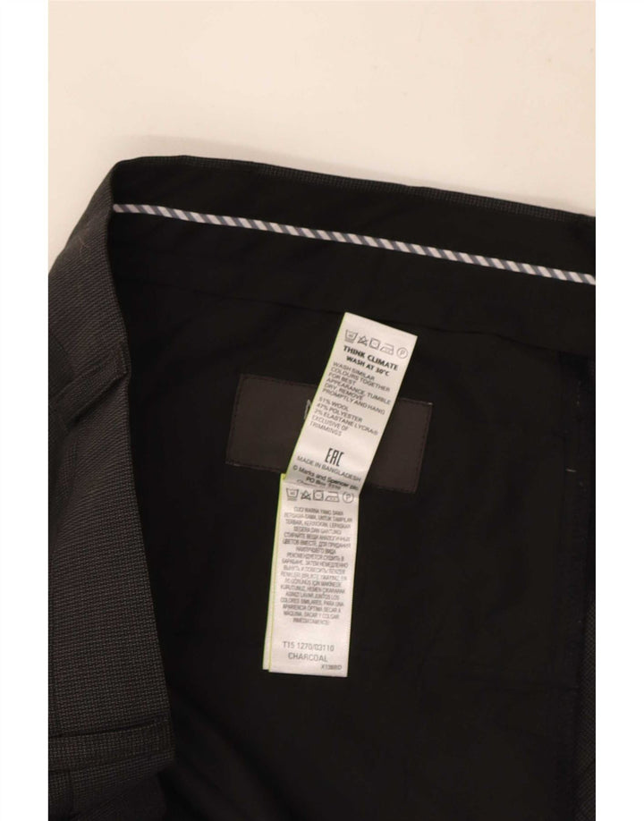 Marks & Spencer Mens Regular Fit Suit Trousers W38 L31 Black Wool