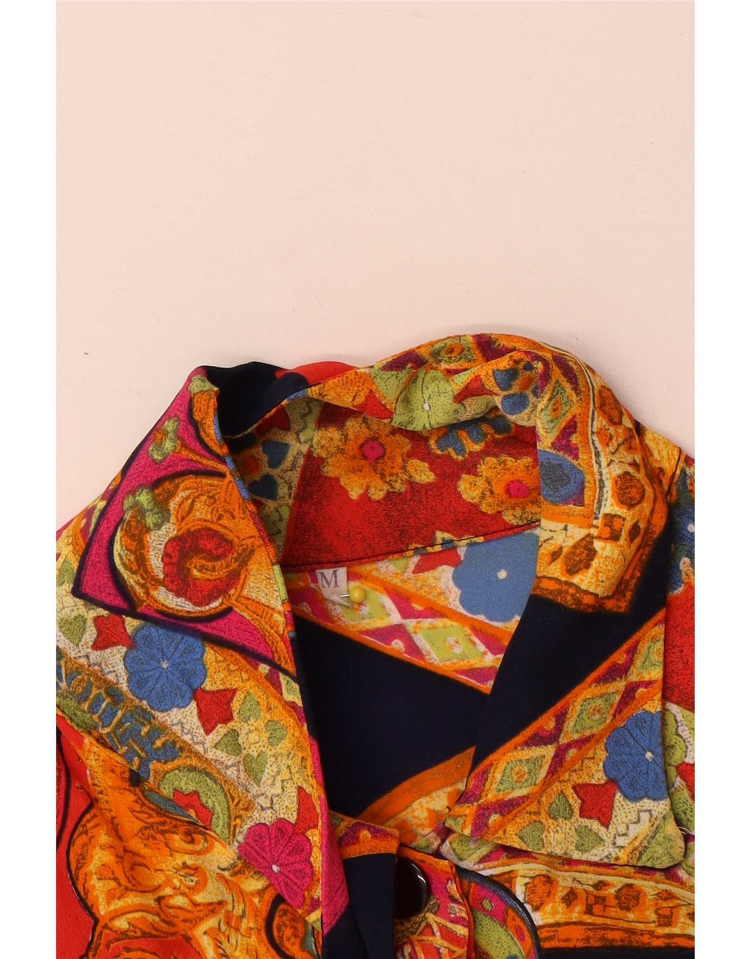 Vintage Womens Short Sleeve Shirt UK 14 Medium Multicoloured Geometric
