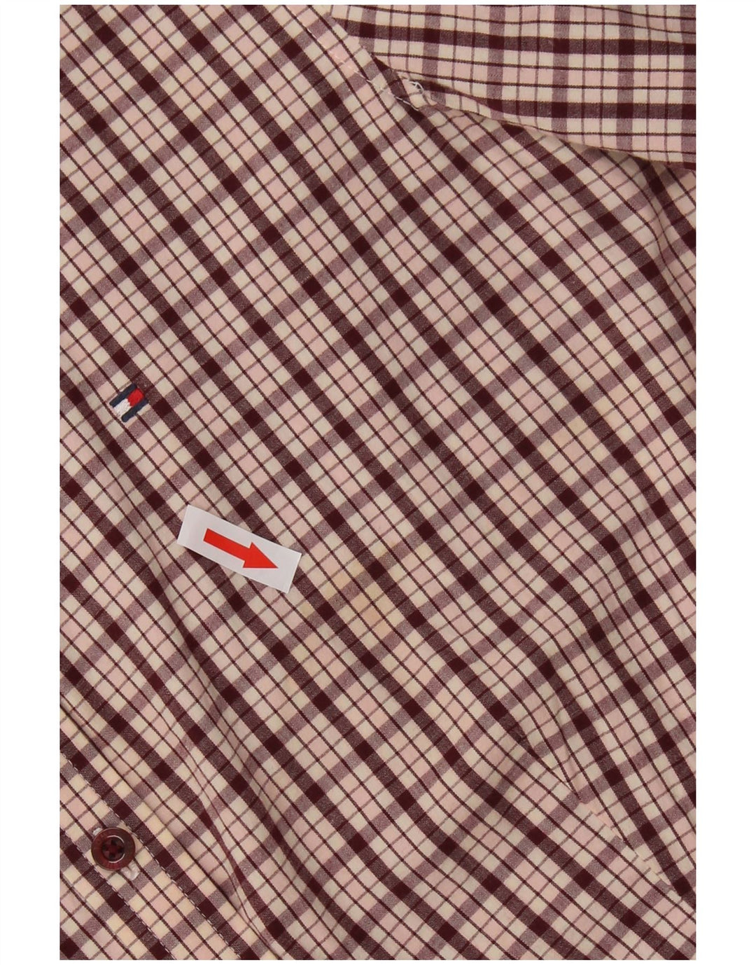 Tommy Hilfiger dameskjorte US 6 Medium rødbrun ternet bomuld
