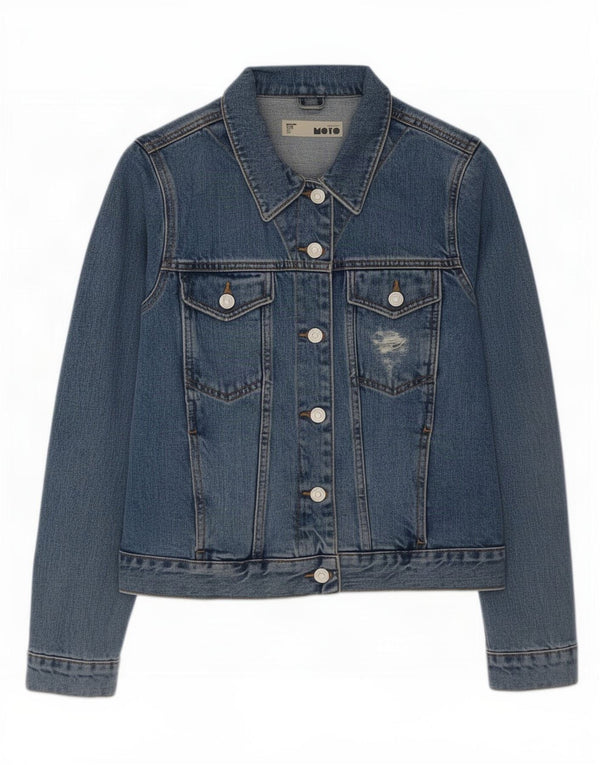 Topshop Dame denimjakke UK 10 Small Blue Cotton
